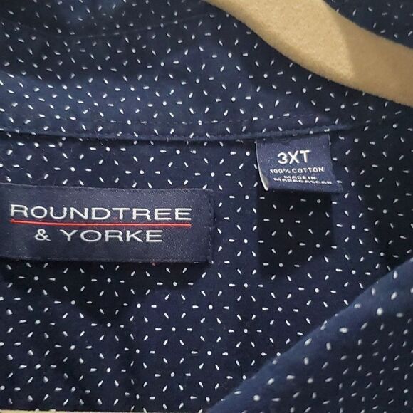 Roundtree and Yorke, Mens 100% Cotton,  Navy Blue,Button Down Shirt,  Size 3XT - Picture 2 of 5